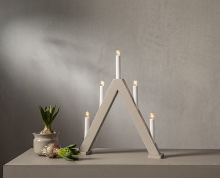 Albo Adventsljusstake 34 cm - Elljusstake i Trä för Fönster - Gråbeige - Inredning - Dekoration & inredningsdetaljer - Julpynt & juldekoration