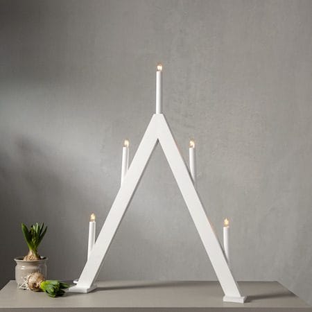 Albo Stor Adventsljusstake 51 cm - Elljusstake i Trä för Fönster - Vit - Inredning - Dekoration & inredningsdetaljer - Julpynt & juldekoration