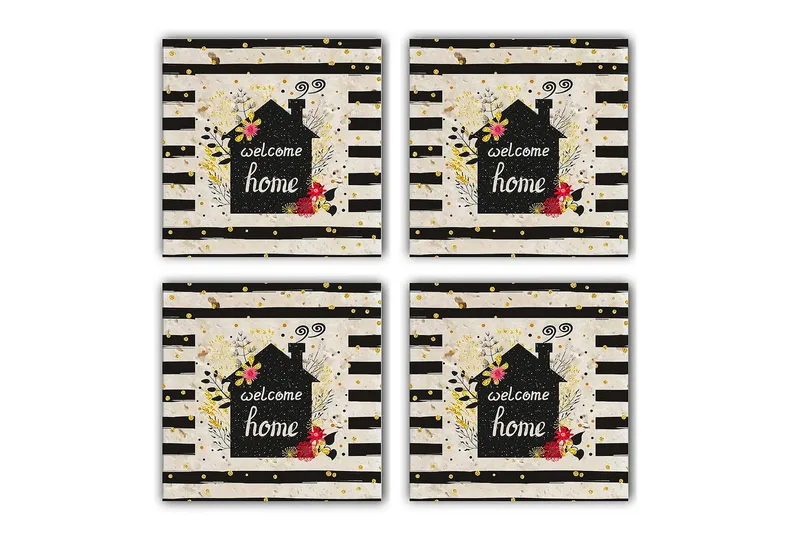 Glasunderlägg 4-pack, Flerfärgad