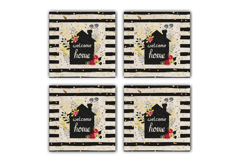 Glasunderlägg 4-pack, Flerfärgad