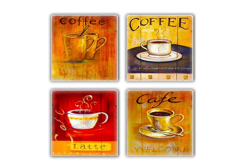 Glasunderlägg 4-pack, Flerfärgad