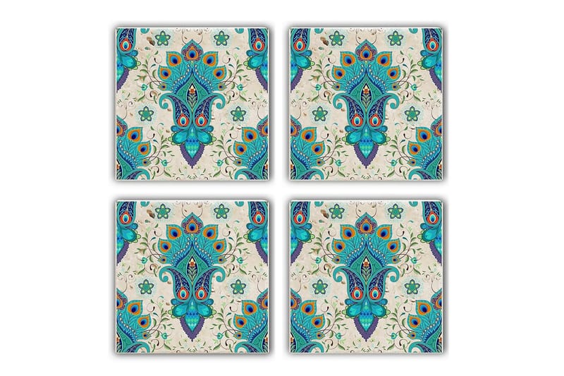 Glasunderlägg 4-pack - Turkos/Flerfärgad - Inredning - Dekoration & inredningsdetaljer - Bordsdekoration - Glasunderlägg