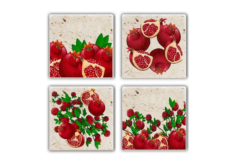 Glasunderlägg 4-pack - Flerfärgad - Inredning - Dekoration & inredningsdetaljer - Bordsdekoration - Glasunderlägg
