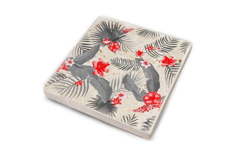 Glasunderlägg 4-pack - Röd/Grå - Inredning - Dekoration & inredningsdetaljer - Bordsdekoration - Glasunderlägg