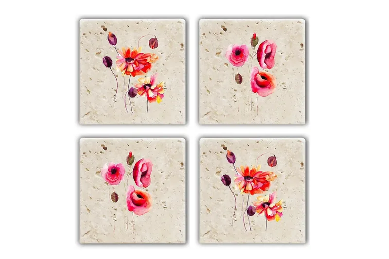 Glasunderlägg 4-pack, Flerfärgad