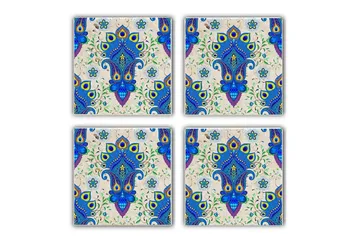 Glasunderlägg 4-pack - Blå/Flerfärgad - Inredning - Dekoration & inredningsdetaljer - Bordsdekoration - Glasunderlägg