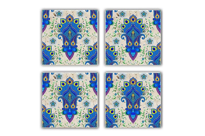 Glasunderlägg 4-pack - Blå/Flerfärgad - Inredning - Dekoration & inredningsdetaljer - Bordsdekoration - Glasunderlägg