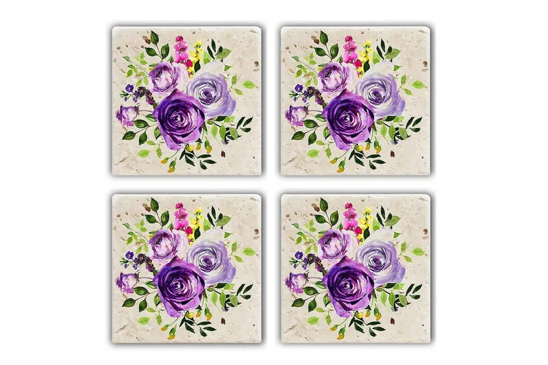 Glasunderlägg 4-pack, Flerfärgad