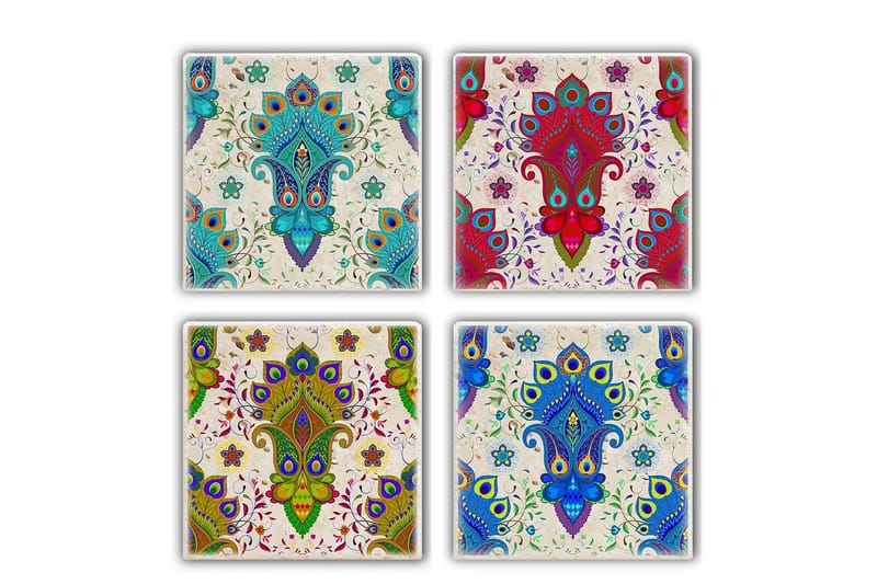 Glasunderlägg 4-pack, Flerfärgad