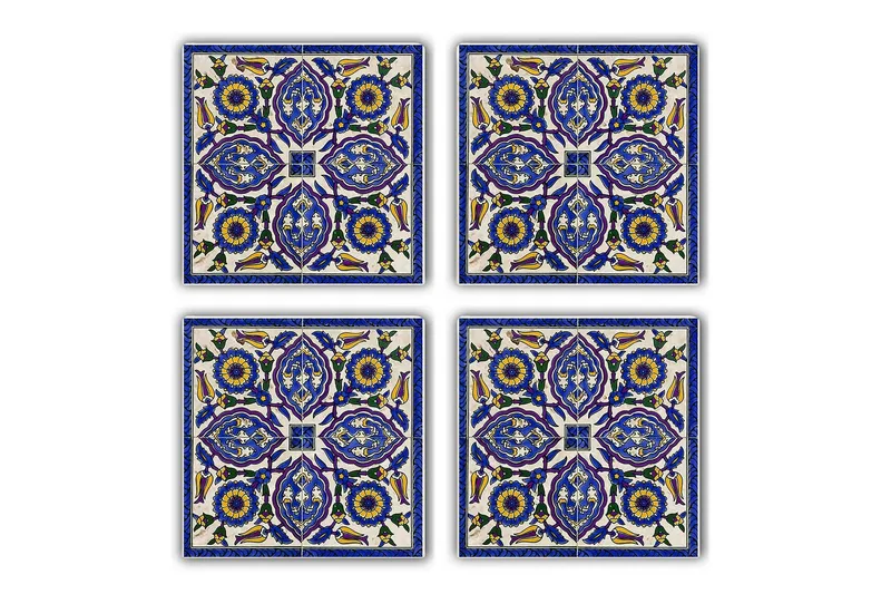 Glasunderlägg 4-pack - Blå/Gul - Inredning - Dekoration & inredningsdetaljer - Bordsdekoration - Glasunderlägg