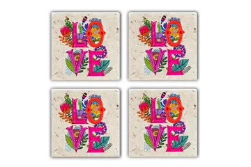 Glasunderlägg 4-pack - Flerfärgad - Inredning - Dekoration & inredningsdetaljer - Bordsdekoration - Glasunderlägg