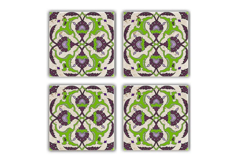 Glasunderlägg 4-pack, Lila/Grön
