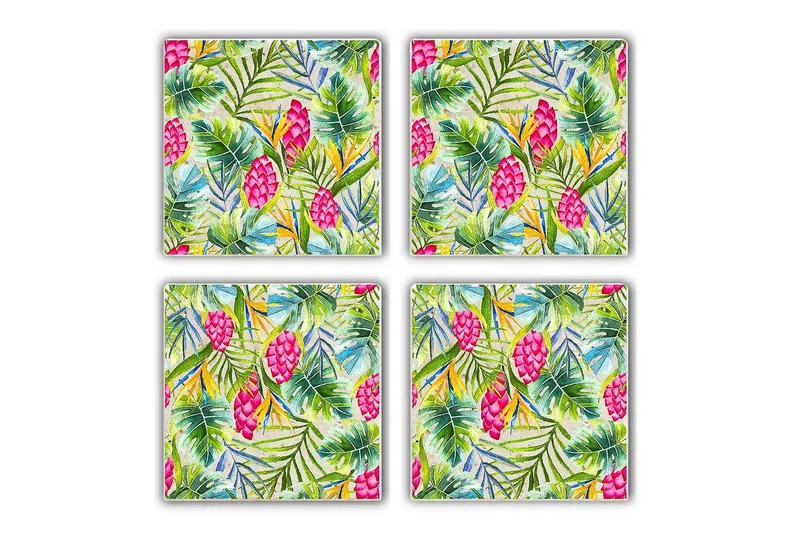 Glasunderlägg 4-pack, Flerfärgad