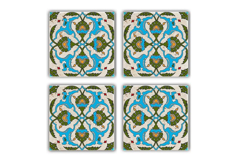 Glasunderlägg 4-pack, Turkos/Grön