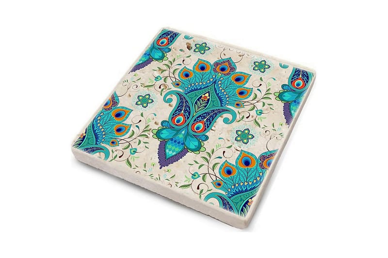 Glasunderlägg 4-pack - Turkos/Flerfärgad - Inredning - Dekoration & inredningsdetaljer - Bordsdekoration - Glasunderlägg