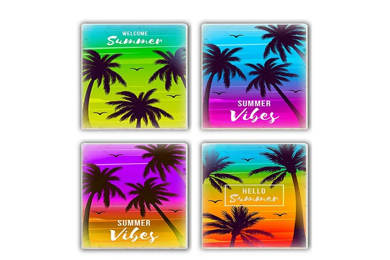 Glasunderlägg 4-pack, Flerfärgad