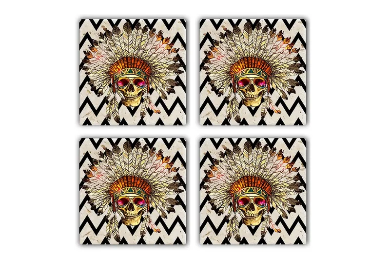 Glasunderlägg 4-pack, Flerfärgad