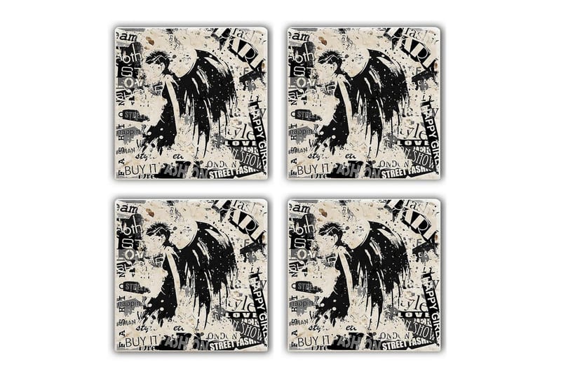 Glasunderlägg 4-pack, Flerfärgad