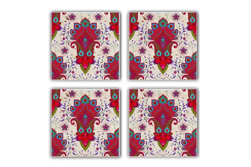 Glasunderlägg 4-pack, Flerfärgad