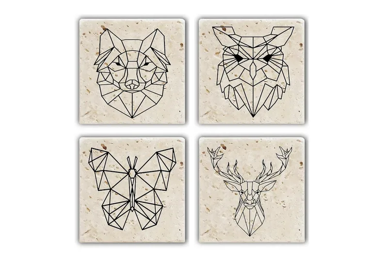 Glasunderlägg 4-pack, Flerfärgad