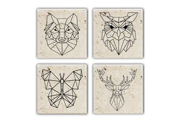 Glasunderlägg 4-pack - Flerfärgad - Inredning - Dekoration & inredningsdetaljer - Bordsdekoration - Glasunderlägg