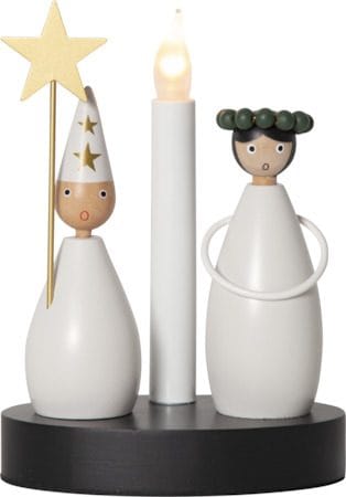 Christmas Joy Lucia 16 cm - Rund Ljusstake i Trä, Vit