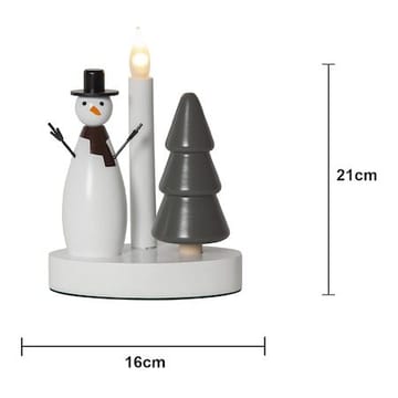 Christmas Joy Snögubbe 16 cm - Rund Ljusstake i Trä - Vit - Inredning - Dekoration & inredningsdetaljer - Julpynt & juldekoration