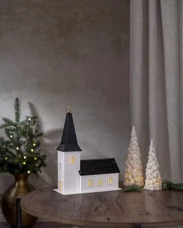 Churchill Inomhusdekoration kyrka 25.5 cm - vit och svart - Inredning - Dekoration & inredningsdetaljer - Julpynt & juldekoration