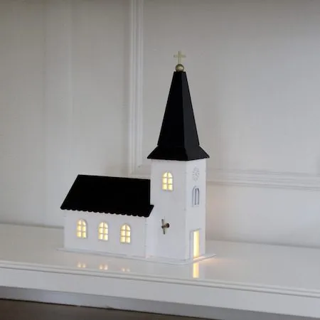 Churchill Inomhusdekoration kyrka 25.5 cm - vit och svart - Inredning - Dekoration & inredningsdetaljer - Julpynt & juldekoration