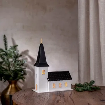 Churchill Inomhusdekoration kyrka 25.5 cm - vit och svart - Inredning - Dekoration & inredningsdetaljer - Julpynt & juldekoration