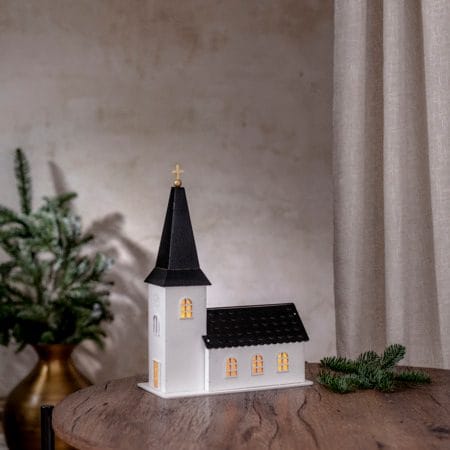 Churchill Inomhusdekoration kyrka 25.5 cm - vit och svart - Inredning - Dekoration & inredningsdetaljer - Julpynt & juldekoration