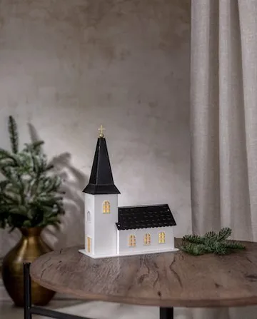 Churchill Inomhusdekoration kyrka 25.5 cm - vit och svart - Inredning - Dekoration & inredningsdetaljer - Julpynt & juldekoration