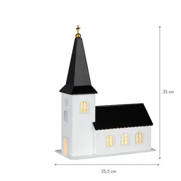 Churchill Inomhusdekoration kyrka 25.5 cm - vit och svart - Inredning - Dekoration & inredningsdetaljer - Julpynt & juldekoration
