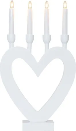 Dala Hjärtformad Adventsljusstake 27 cm - Ljusstake i Trä, Vit