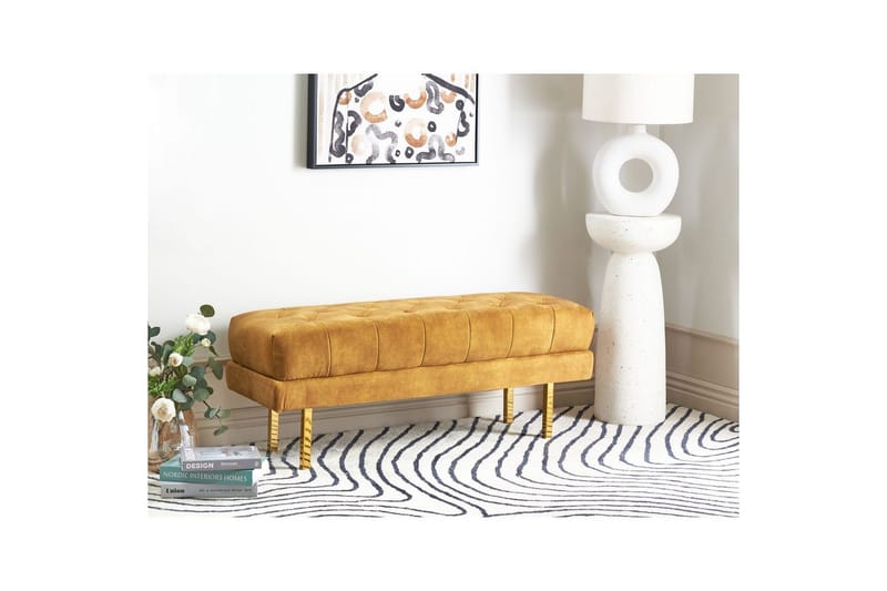 Sittbänk Roseville Gul/Guld - Gul/Guld - Möbler - Hallmöbler - Hallbänk