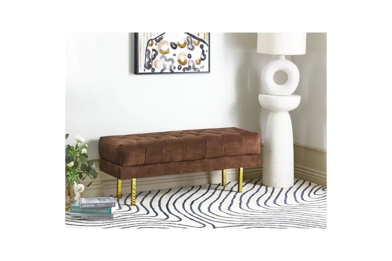 Sittbänk Roseville Mörkbrun/Guld - Mörkbrun/Guld - Möbler - Hallmöbler - Hallbänk