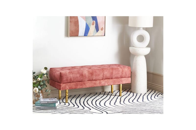 Sittbänk Roseville Rosa/guld - Rosa/guld - Möbler - Hallmöbler - Hallbänk