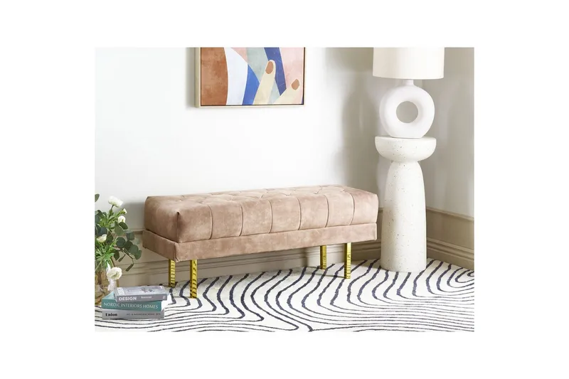 Sittbänk Roseville Taupe/guld - Taupe/guld - Möbler - Hallmöbler - Hallbänk