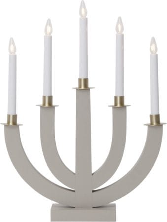 Eli Ljusstake 37 cm - beige med guldmålad dekoration - Inredning - Dekoration & inredningsdetaljer - Julpynt & juldekoration