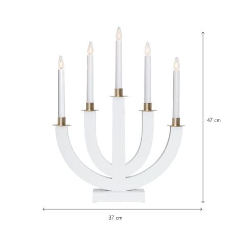 Eli Ljusstake 37 cm - vit med guldmålad dekoration - Inredning - Dekoration & inredningsdetaljer - Julpynt & juldekoration