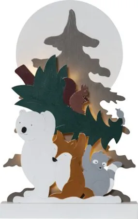 Forest Friends Inomhusdekoration belysning 28 cm, flerfärgad