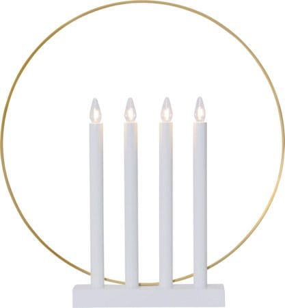 Glory Ljusstake 42 cm, vit/mässingsfärgad