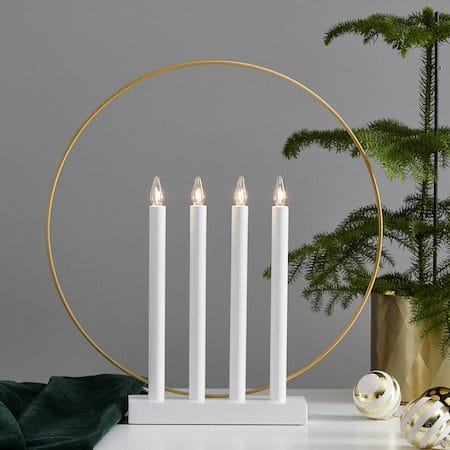 Glory Ljusstake 42 cm - vit/mässingsfärgad - Inredning - Dekoration & inredningsdetaljer - Julpynt & juldekoration
