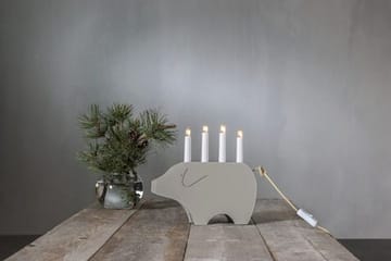 Gry Adventsljusstake Julgris 28.5 cm - Ljusstake i Trä för Advent - Ljusgrå Beige - Inredning - Dekoration & inredningsdetaljer - Julpynt & juldekoration