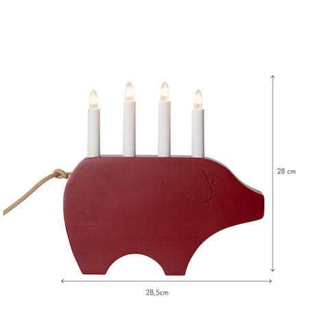 Gry Adventsljusstake Julgris 28.5 cm - Ljusstake i Trä för Advent - Mörkröd - Inredning - Dekoration & inredningsdetaljer - Julpynt & juldekoration