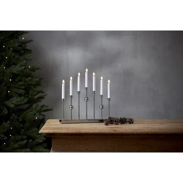 Gustavo Adventsljusstake 37 cm - Ljusstake i Metall för Advent - Kromsilver - Inredning - Dekoration & inredningsdetaljer - Julpynt & juldekoration