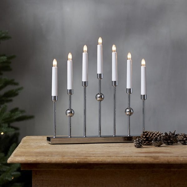 Gustavo Adventsljusstake 37 cm - Ljusstake i Metall för Advent - Kromsilver - Inredning - Dekoration & inredningsdetaljer - Julpynt & juldekoration