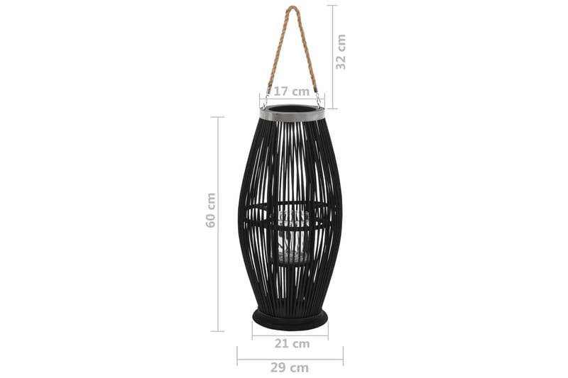 Hängande ljuslykta bambu 60 cm svart - Svart - Dekoration & inredningsdetaljer - Utelykta - Ljusstakar & ljuslyktor