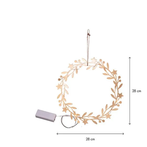 Holiday Krans med belysning 28 cm - guldfärgad - Inredning - Dekoration & inredningsdetaljer - Julpynt & juldekoration