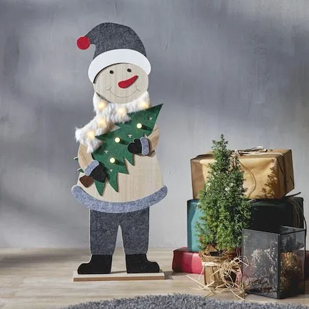 Juldekoration Billy snögubbe 80 cm - Grå / Beige / Grön - Inredning - Dekoration & inredningsdetaljer - Julpynt & juldekoration